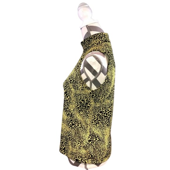 Nicole Miller Greenish Yellow and Black Leopard Print Top - Picture 4 of 8